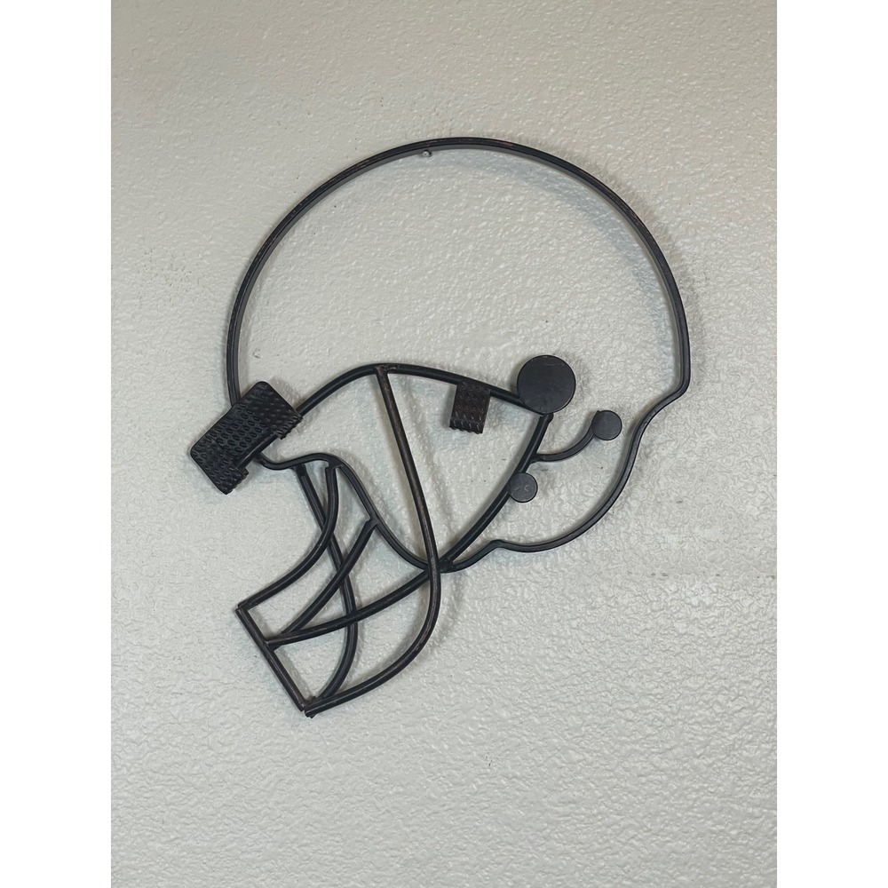 Metal Football Helmet Wall Decor Art Black‎ Vintage Style Game Day Man Cave